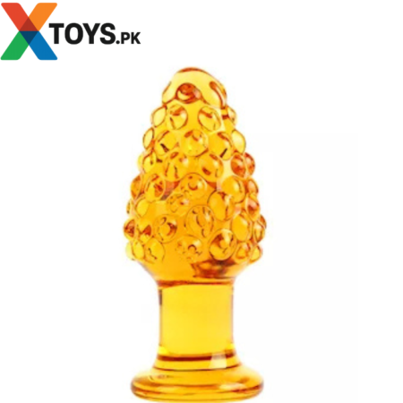 Orange Textured Glass Butt Plug - Xtoys.Pk